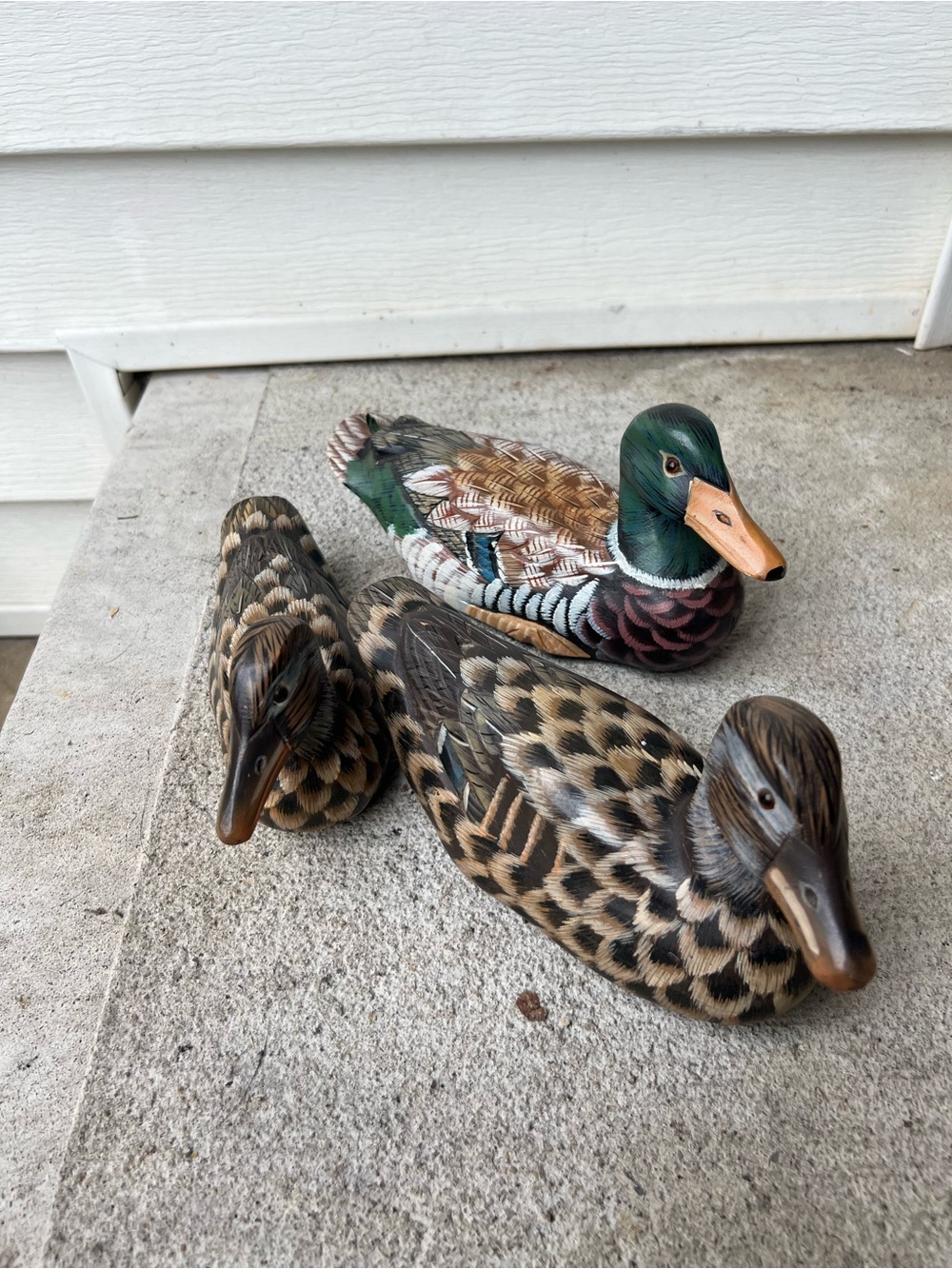 Hand-Painted Ceramic Duck Figurine Set - Brown and Green